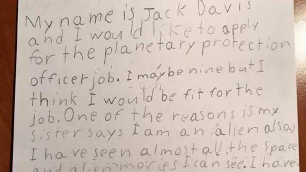 Der Brief des 9-Jährigen an die Nasa