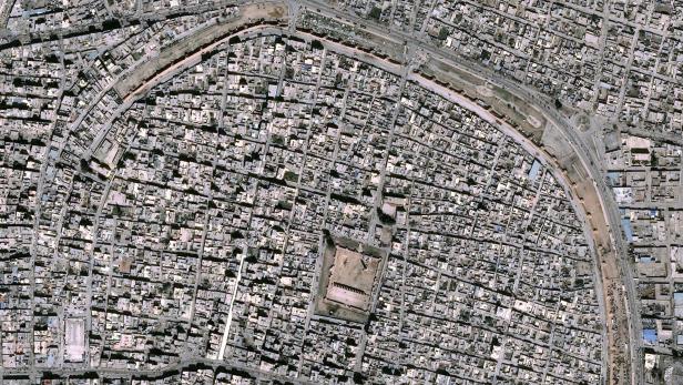 Altstadt von Raqqa aus der Luft