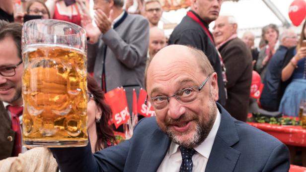 SPD-Chef Martin Schulz heute beim politischen Frühschoppen in Bayern