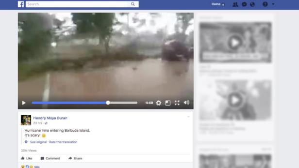 Falsches Video vom Sturm „Irma“ auf Facebook