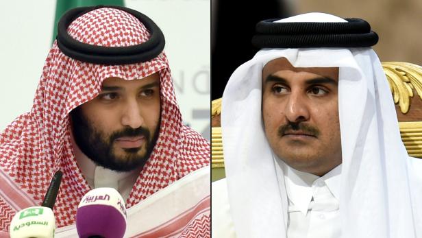 Saudischer Kronprinz Mohammed bin Salman und der Emir von Katar (re.)