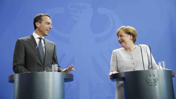 SPÖ-Chef, Bundeskanzler Christian Kern, mit CDU-Chefin und Bundeskanzlerin Angela Merkel.
