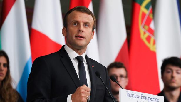 Emmanuel Macron bei seiner Rede an der Pariser Sorbonne
