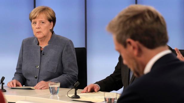 Angela Merkel und FDP-Chef Christian Lindner nach der Wahl