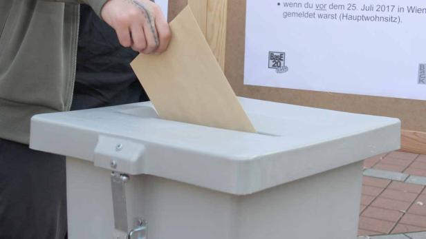 Einwurf des Kuverts mit dem ausgefüllten Stimmzettel