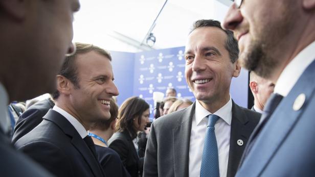 Kern ist mit Frankreichs Präsident (li.) in punkto Steuerpolitik auf einer Linie