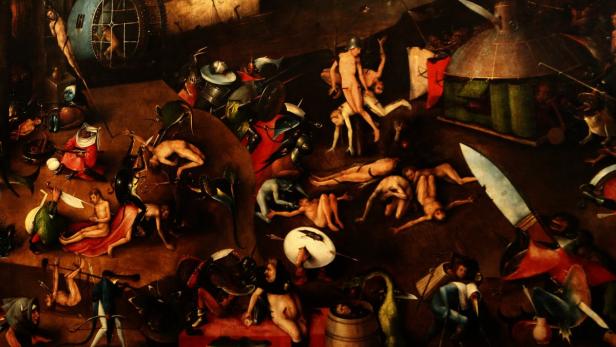 In Boschs Triptychon - insbesondere im Bereich &quot;hölle und Fegefeuer&quot; - wimmelt es von gruseligen Gestalten.