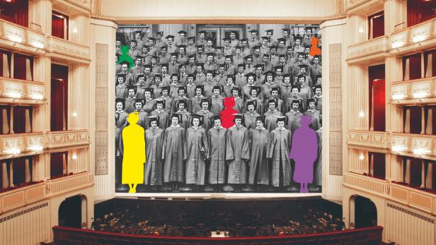 John Baldessari: &quot;Graduation&quot; - der Eiserne Vorhang Wiener Staatsoper 2017/2018.