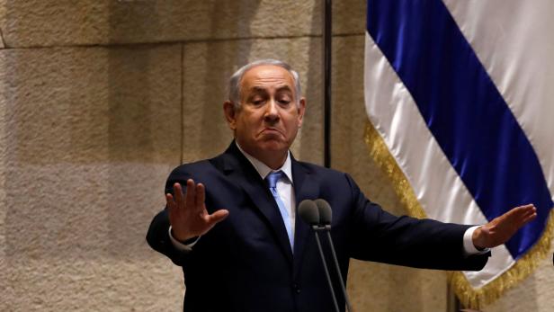 Netanjahu bei seiner Rede in der Knesset, die Empörung auslöste