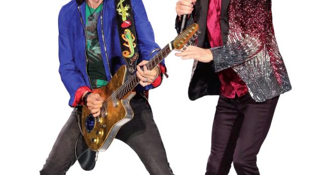 Mick Jagger (R) und Ronnie Wood (L) / Beim Konzert in Spielberg trug Wood Glitter-Sneakers
