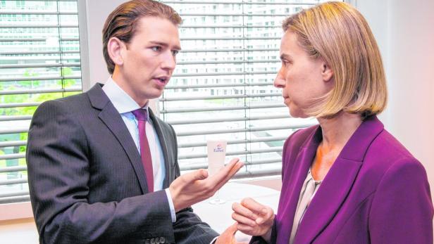 Außenminister Kurz und die EU-Außenbeauftragte Mogherini in Wien.