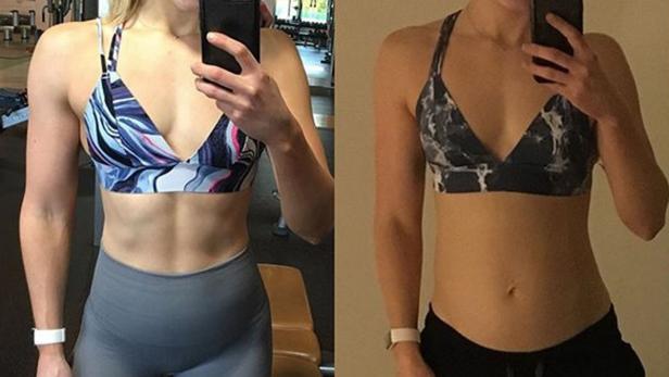 Eine Fitnessbloggerin verglich ihren Körper am Morgen und am Abend