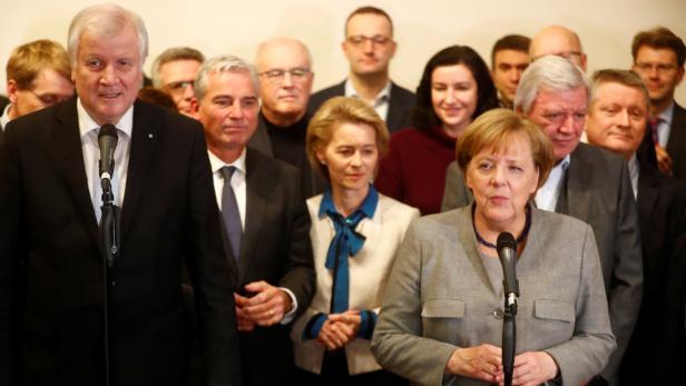 Horst Seehofer und Angela Merkel nach dem Scheitern der Gespräche