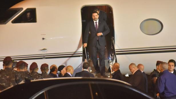 Hariri bei seiner Ankunft am Flughafen von Beirut