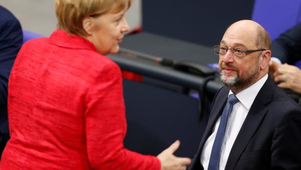 Jetzt hängt&#039;s an ihnen: Angela Merkel und Martin Schulz