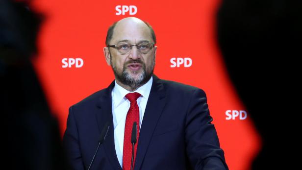 Schulz bei seinem Statement in Berlin