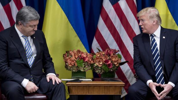 Ukraines Präsident Poroschenko bei seinem Antrittsbesuch bei Trump - das Treffen wurde als &quot;kühl&quot; beschrieben.
