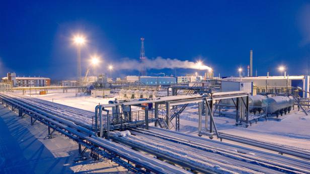 Yushno russkoye Öl- und Gasfeld in Sibirien. Eine der Gasquellen für Österreich