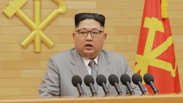 Kim Jong-Un bei seiner Ansprache.