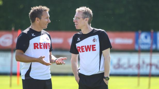 Manfred Schmid (li.) und Peter Stöger freuen sich auf Das Duell mit Starcoach Pep Guardiola.