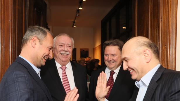 Häupl mit Nachfolgekandidaten Schieder, Ludwig und Gastgeber Rahimi