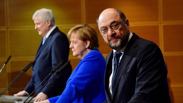Horst Seehofer, Angela Merkel, Martin Schulz.
