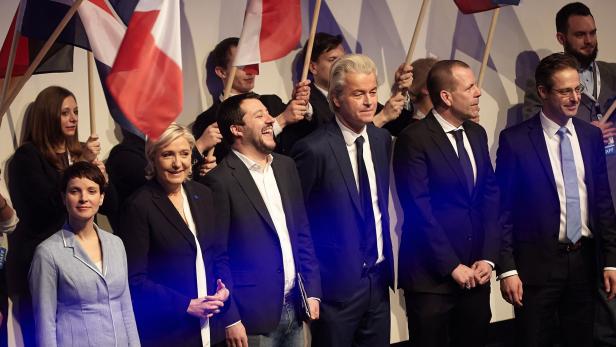 Frauke Petry, Marine Le Pen, Matteo Salvini, Geert Wilders, Harald Vilimsky, Marcus Pretzell