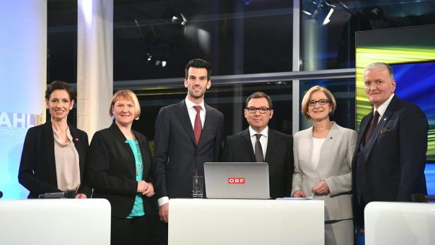 Die Spitzenkandidaten im ORF-Studio.