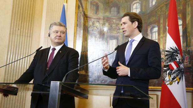 Bundeskanzler Kurz mit dem ukrainischen Präsidenten Poroschenko