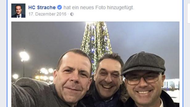 Das FPÖ-Spitzentrio Vilimsky, Strache und Hofer Ende 2016 in Moskau