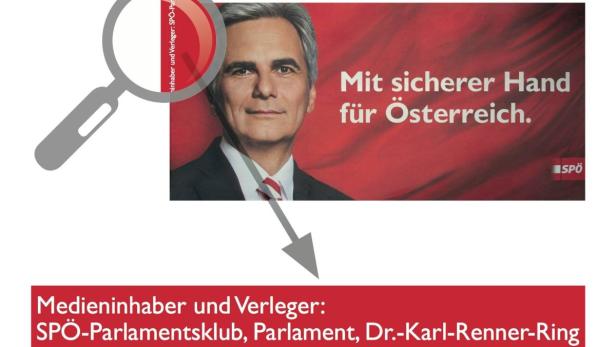 Ein Wahlplakat der SPÖ mit dem Slogan „Mit sicherer Hand für Österreich.“.