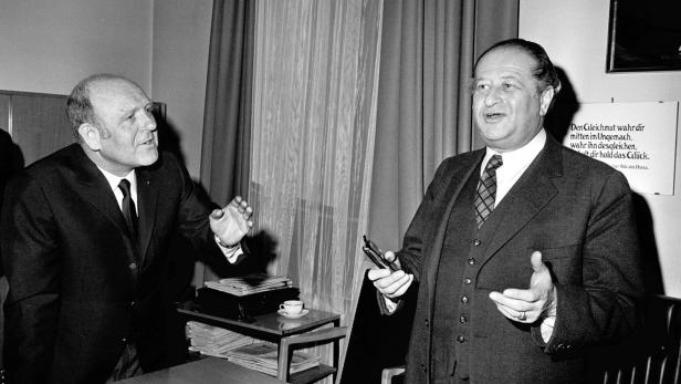 Bundeskanzler Bruno Kreisky und ORF-Chef Gerd Bacher im Jahr 1970