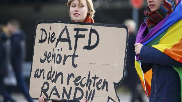 Die AfD schade dem Ansehen Deutschlands. (Bild: Protest gegen die Partei)