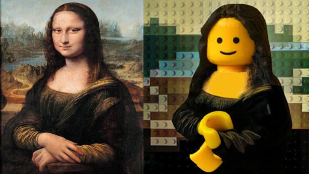 Vor kurzem enthüllte eine Galerie in Genf eine der Mona Lisa - gemalt von Leonardo Da Vinci - die zehn Jahre vor dem berühmten Original entstanden sein soll. Doch es gibt nicht nur eine jüngere Mona Lisa - es gibt auch eine gelbe. Als eines von vielen bekannten Kunstwerken, hat der italienische Künstler Marco Pece die berühmte Lächelnde mit Legosteinen nachgebaut. Original: &quot;Mona Lisa&quot; von Leonardo Da Vinci