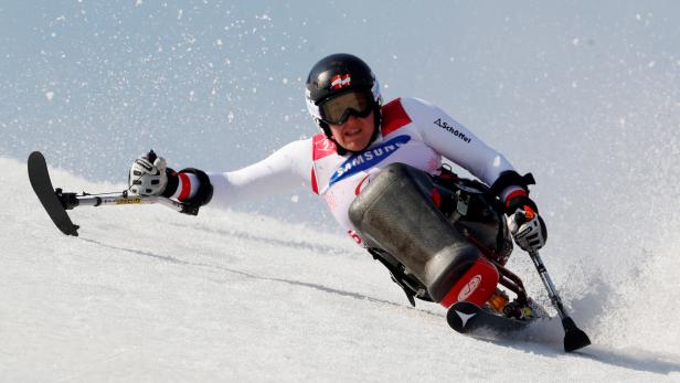 Alpine Skiing - Pyeongchang 2018 Winter Paralympics - Women&#039;s Giant Slalom Run 1 - Sitting - Jeongseon Alpine Centre - Jeongseon, South Korea - March 14, 2018. Claudia Loesch of Austria competes. REUTERS/Paul Hanna