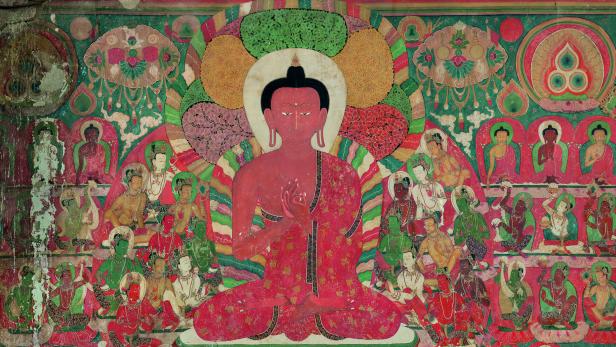 Buchbesprechung &quot;Murals of Tibet&quot; S. 417: einer der spektakulärsten Buddhas im Buch (vgl. auch Detail Folgeseite)