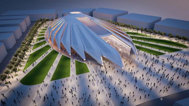 A computer-generated handout image released by United Arab Emirates News Agency (WAM) on May 1, 2016, shows architect Santiago CalatravaÕs design for the UAE Pavilion for Dubai World Expo 2020 which was selected following a seven-month design competition. / AFP PHOTO / WAM / HO / RESTRICTED TO EDITORIAL USE - MANDATORY CREDIT &quot;AFP PHOTO / HO / WAM&quot; - NO MARKETING NO ADVERTISING CAMPAIGNS - DISTRIBUTED AS A SERVICE TO CLIENTS