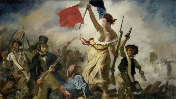 Die Freiheit führt das Volk Eugène Delacroix, 1830 (Auyscvhnitt