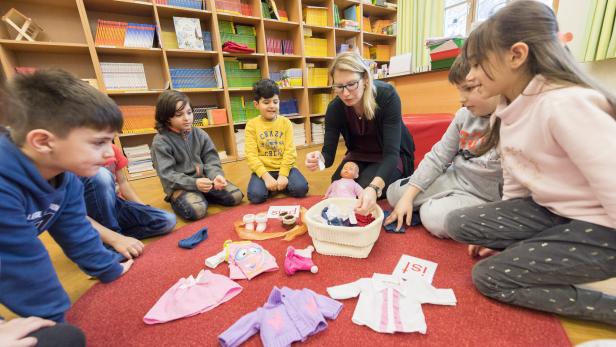 In der Volksschule Mengergasse 33 finden Deutsch-Förderkurse für Kinder statt. Wien, 22.01.2018