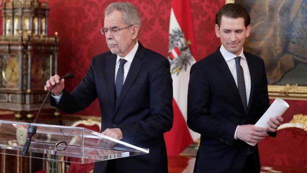 Austria's President Van der Bellen and Chancellor Kurz arrive for a media statement on a planned visit to China, in Vienna