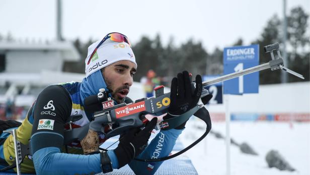 TYUMEN RUSSIA ñ MARCH 23 2018 Biathlete Martin Fourcade of France training for a pursuit race at