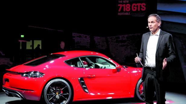 Porsche's Blume speaks at the Los Angeles Auto Show in Los Angeles