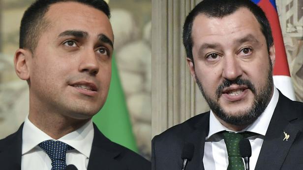 Fünf-Sterne-Chef Di Maio (l.) und Lega-Vorsitzender Salvini