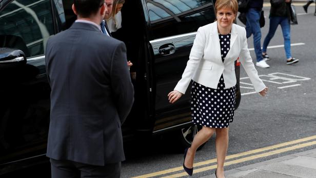 Scotland's First Minister, Nicola Sturgeon, arrives to speak at a Reuters Newsmaker event, in London