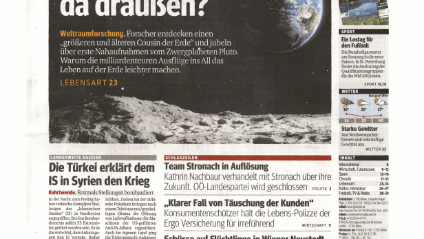 Schlagzeile vom 25.07.2015Was wollen wir da draußen?Kurier
