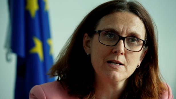 EU Trade Commissioner Malmstrom attends an interview with Reuters in Geneva