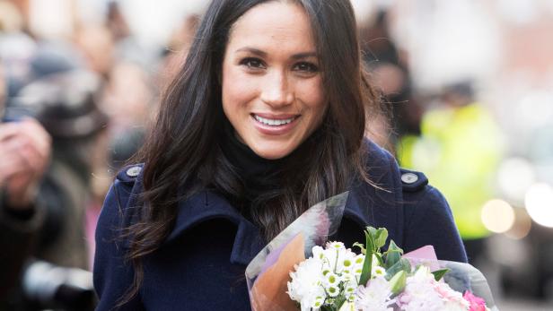 Meghan Markle arrives at an event she is attending with her fiancee Britain's Prince Harry in Nottingham