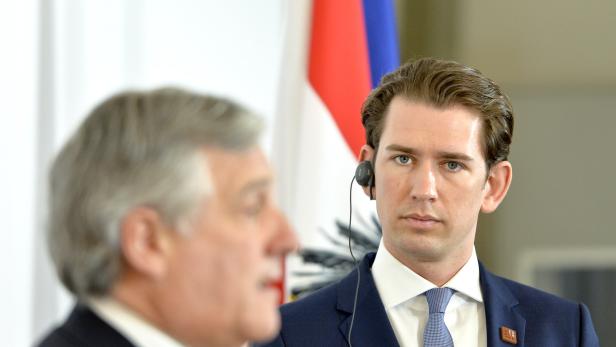 Tajani und Kurz (re.) am Dienstag in Wien.