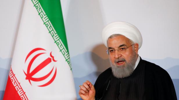Iranian President Hassan Rouhani addresses the Innovation and Industry Forum during an official visit in Bern