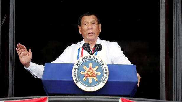 FILE PHOTO: Philippine's President Rodrigo Duterte speaks during the 120th Philippine Independence day celebration at the Emilio Aguinaldo shrine in Kawit, Cavite